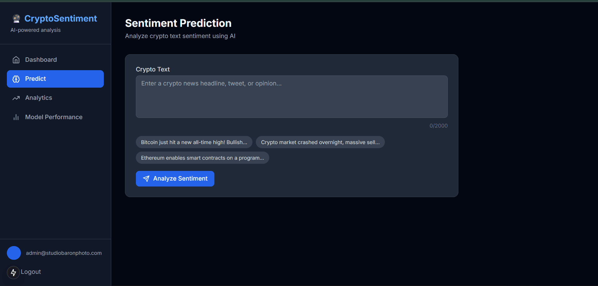 Crypto Sentiment Analysis screenshot