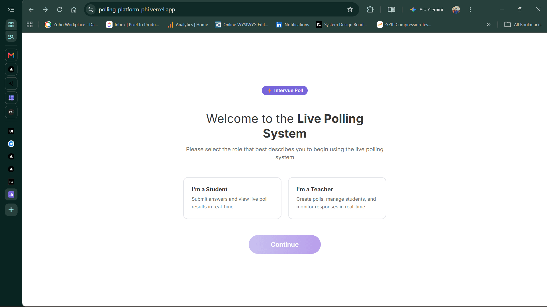 Real-Time Polling Application screenshot